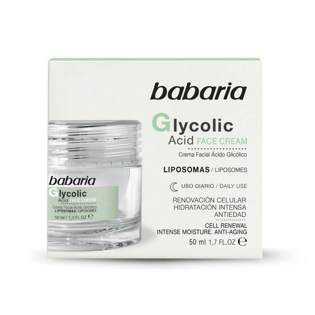 Regeneruojantis kremas Babaria Glycolic Acid Glikolio rūgštimi 50 ml