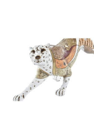 Dekoratyvinė figūrėlė DKD Home Decor Balta Spalvotas Oranžinė Balta / Oranžinė Leopardas 30 x 40 cm 37 x 10 x 13 cm