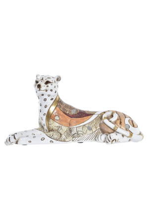 Dekoratyvinė figūrėlė DKD Home Decor Balta Oranžinė Leopardas 24 x 10 x 12 cm