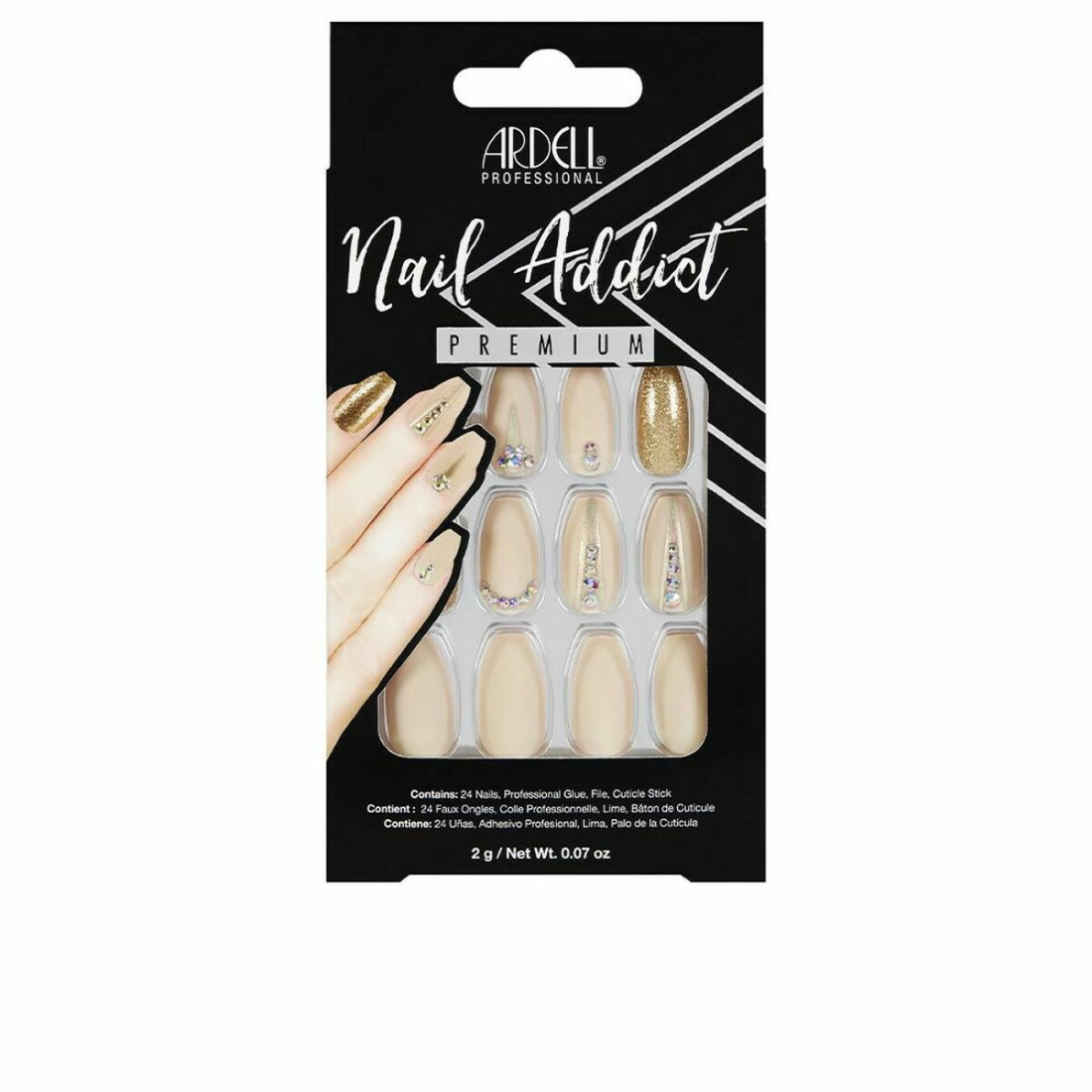 Dirbtiniai nagai Ardell Nail Addict Nude Jeweled (24 pcs)