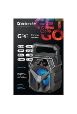 Nešiojamos Bluetooth garso kolonėlės Defender G98 Juoda Multi 5 W