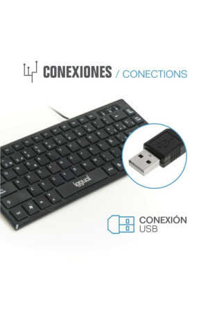 Klaviatūra iggual Teclado USB compacto TKL Slim TKL-USB negro Juoda