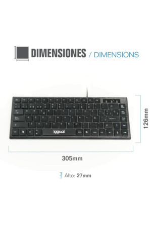 Klaviatūra iggual Teclado USB compacto TKL Slim TKL-USB negro Juoda