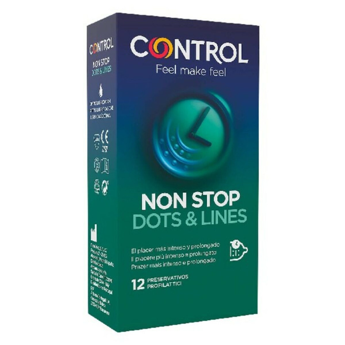 Prezervatyvai Non Stop Dots & Lines Control (12 uds)