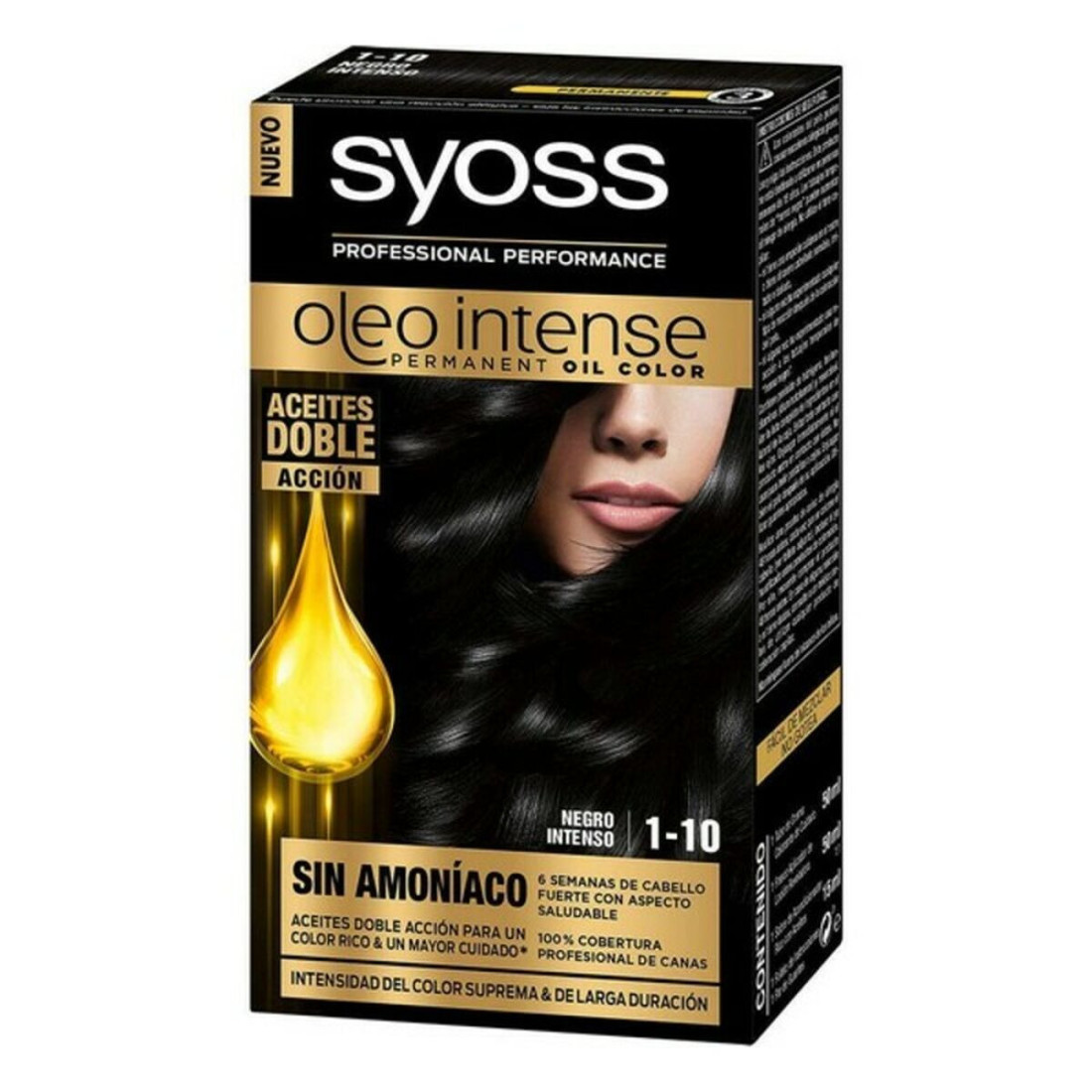 Ilgalaikiai dažai  Syoss Olio Intense Be amoniako Nº 1,10 Juoda Intensyvus