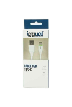 USB A - USB C kabelis iggual IGG316948 1 m Balta