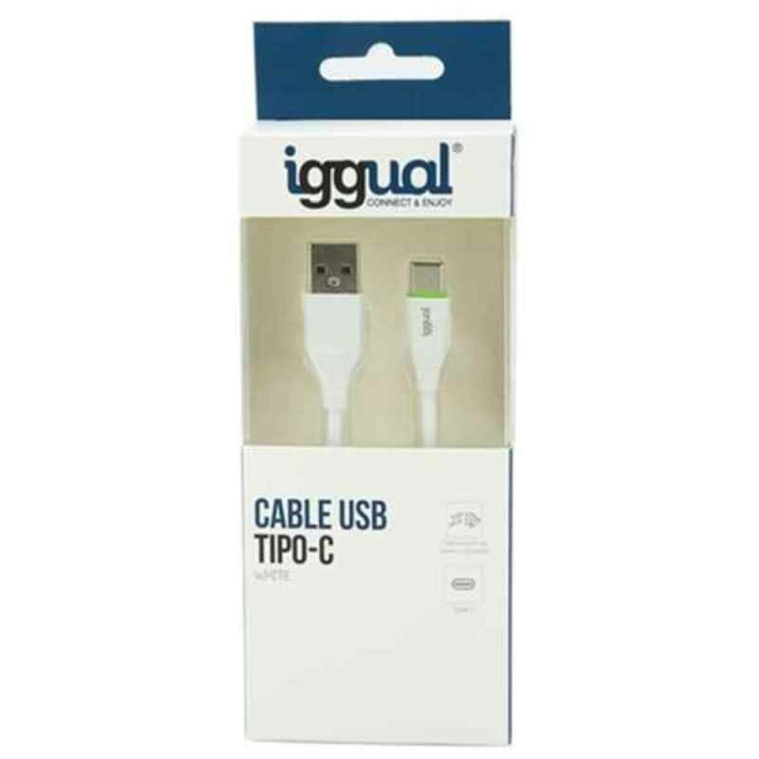 USB A - USB C kabelis iggual IGG316948 1 m Balta