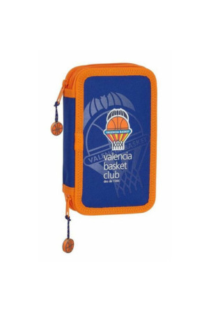 Dvigubo pieštuko dėklas Valencia Basket M854 Mėlyna Oranžinė 12.5 x 19.5 x 4 cm (28 Dalys)