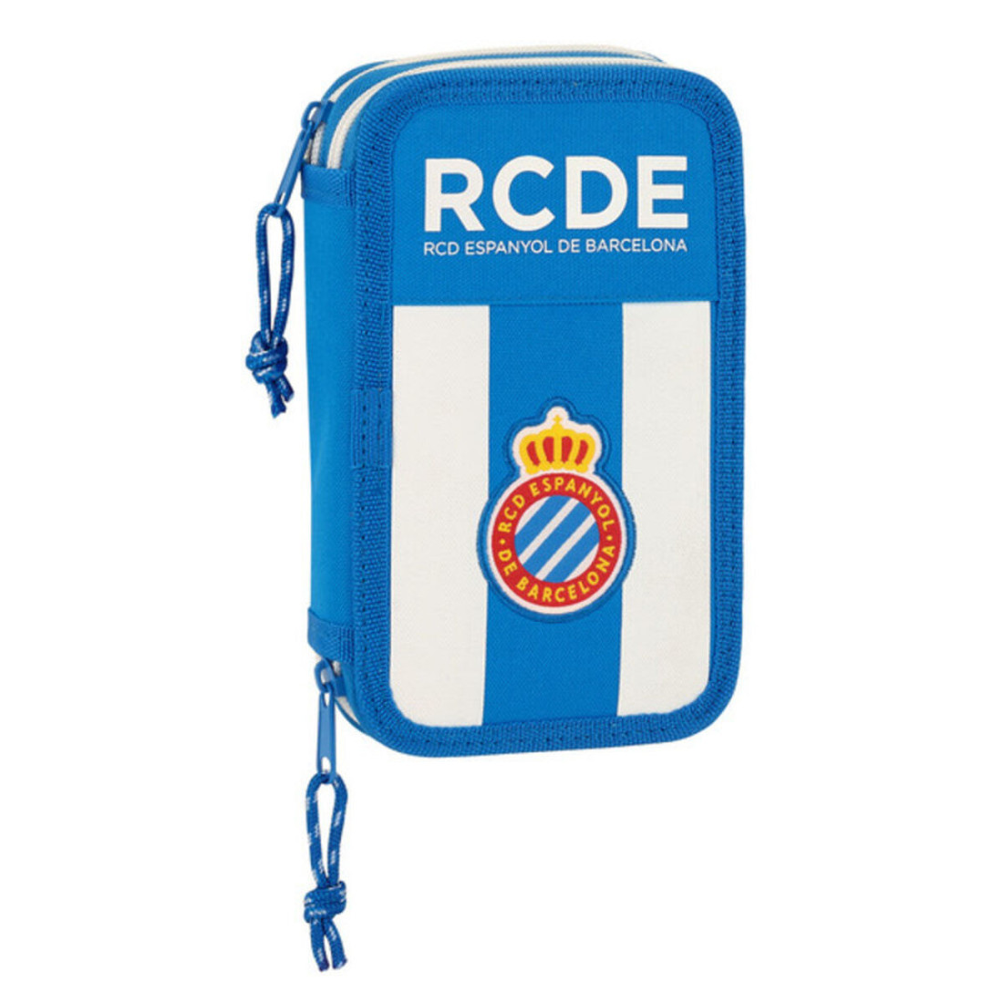 Dvigubo pieštuko dėklas RCD Espanyol Mėlyna Balta 12.5 x 19.5 x 4 cm (28 Dalys)