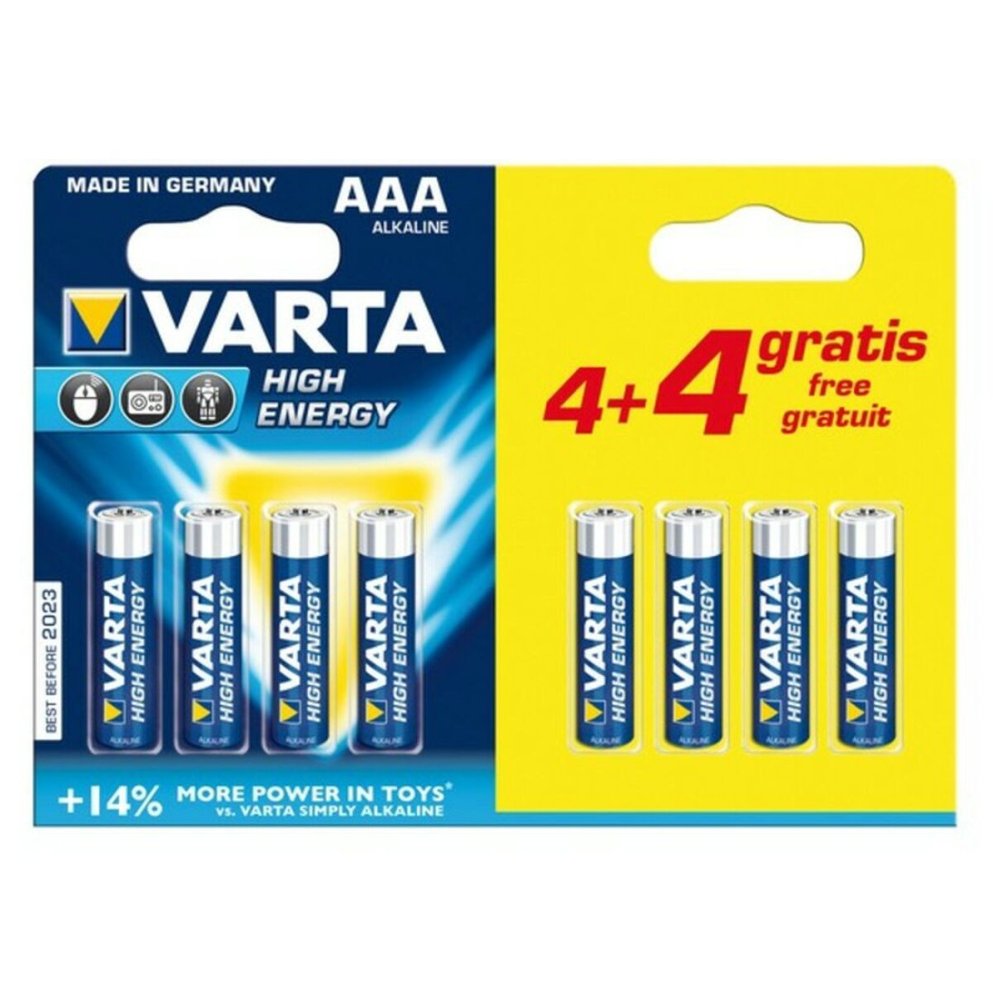 Šarminė baterija Varta CD4BKKD13-P AAA 1,5V High Energy (8 pcs)