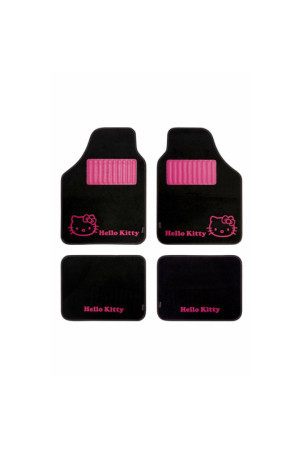 Automobilių grindų kilimėlių rinkinys Hello Kitty Juoda Rožinė (4 pcs)