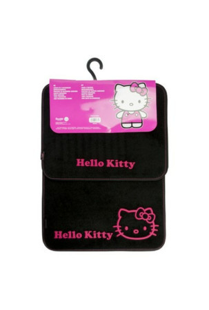 Automobilių grindų kilimėlių rinkinys Hello Kitty Juoda Rožinė (4 pcs)