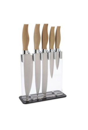 Virtuvinių peilių ir stovo komplektas Quid Baobab (5 pcs) Ruda Metalinis