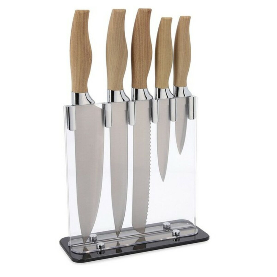 Virtuvinių peilių ir stovo komplektas Quid Baobab (5 pcs) Ruda Metalinis