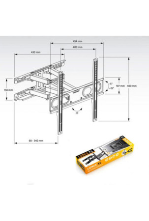 TV sieninė atrama Axil AC0593E 26"-65" 30 Kg 26" 30 Kg