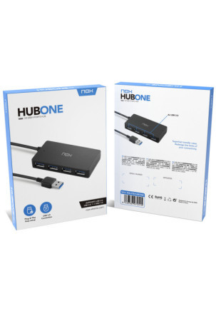 USB šakotuvas Nox NXLITEHUBONE USB x 4 Juoda