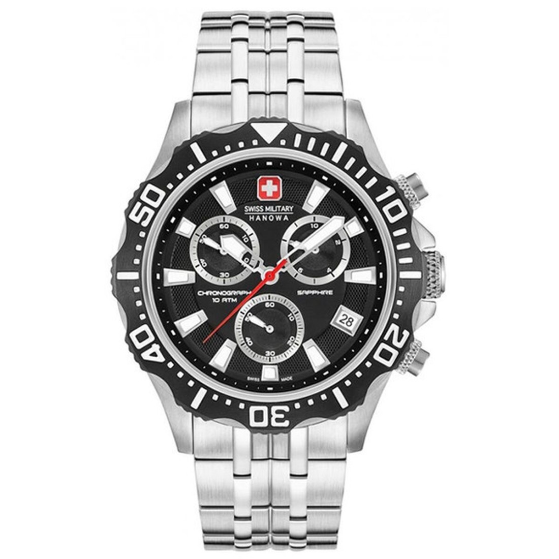 Laikrodis vyrams Swiss Military Hanowa SM06-5305.04.007 Juoda Sidabras