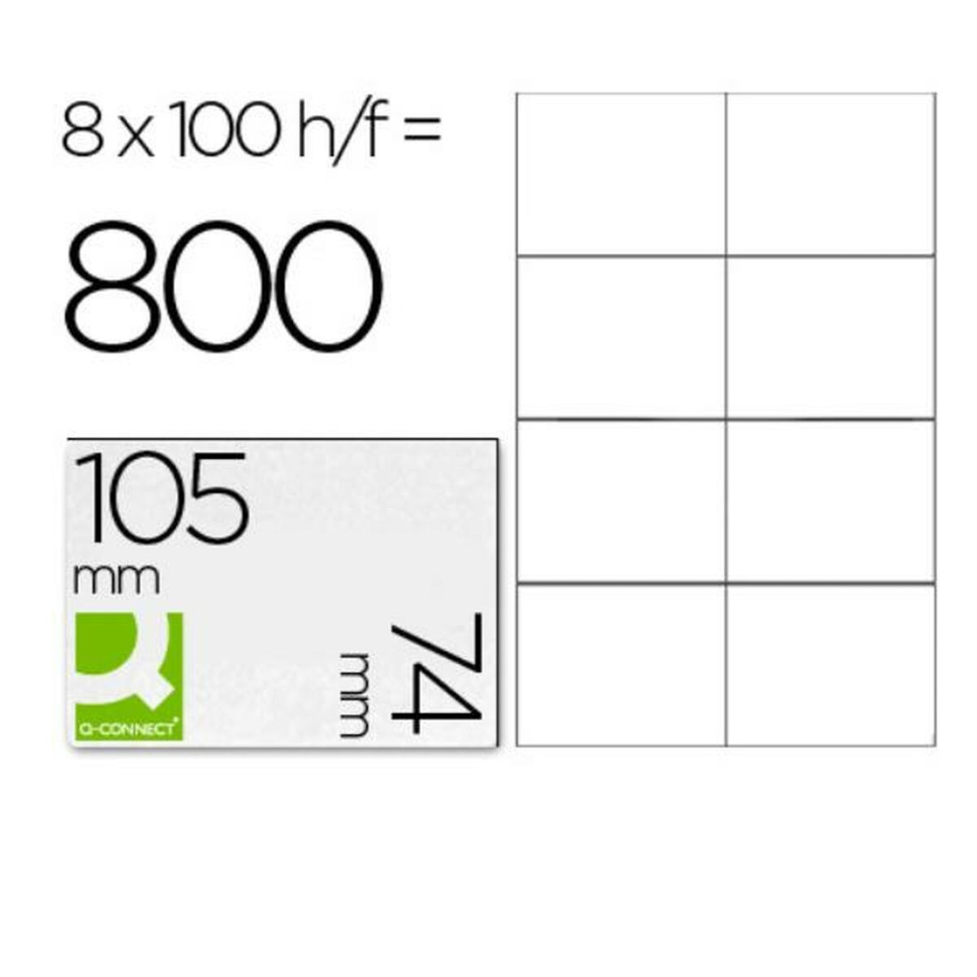 Lipnios etiketės Q-Connect KF10659 Balta 100 Paklodės 105 X 74 mm