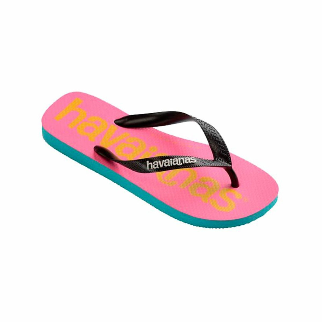 Paplūdimio šlepetės moterims Havaianas Top Logomania Mėlyna Rožinė