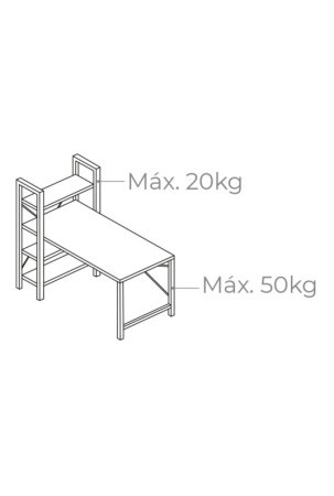 Rašomasis stalas su lentyna EDM 75196 Juoda Medžio Metalinis 121 x 120 x 64 cm