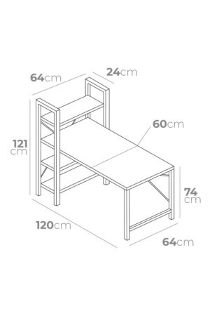 Rašomasis stalas su lentyna EDM 75196 Juoda Medžio Metalinis 121 x 120 x 64 cm