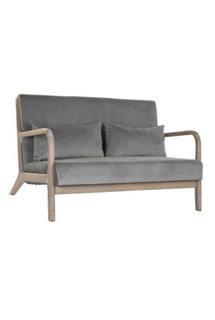 2 vietų sofa DKD Home Decor Pilka Kaučiukmedžio mediena Aksomas 122 x 85 x 74 cm