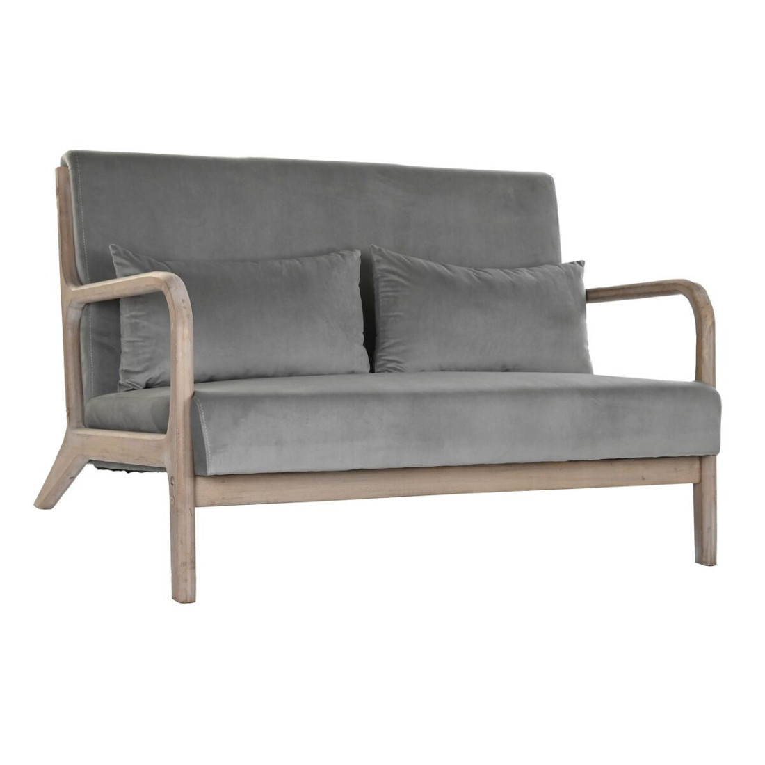 2 vietų sofa DKD Home Decor Pilka Kaučiukmedžio mediena Aksomas 122 x 85 x 74 cm