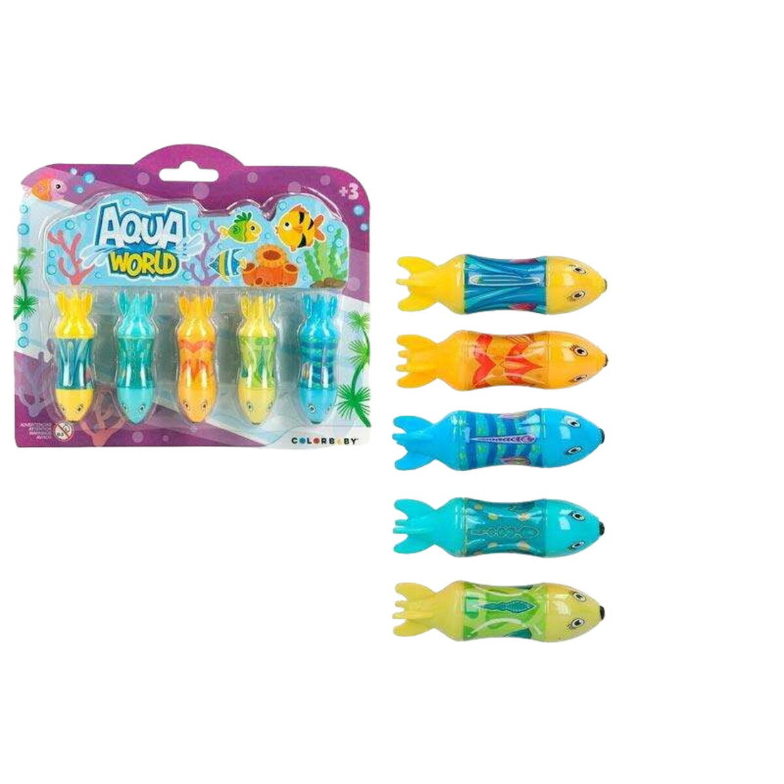 Vandens žaidimas Colorbaby AquaWorld 18,5 x 25 x 16 cm Žuvis 5 Dalys