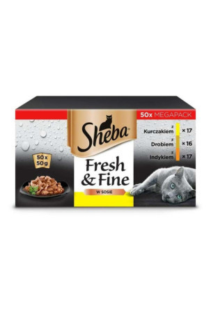 Kačių maistas Sheba Fresh & Fine Višta Turkija Paukščiai 50 x 50 g