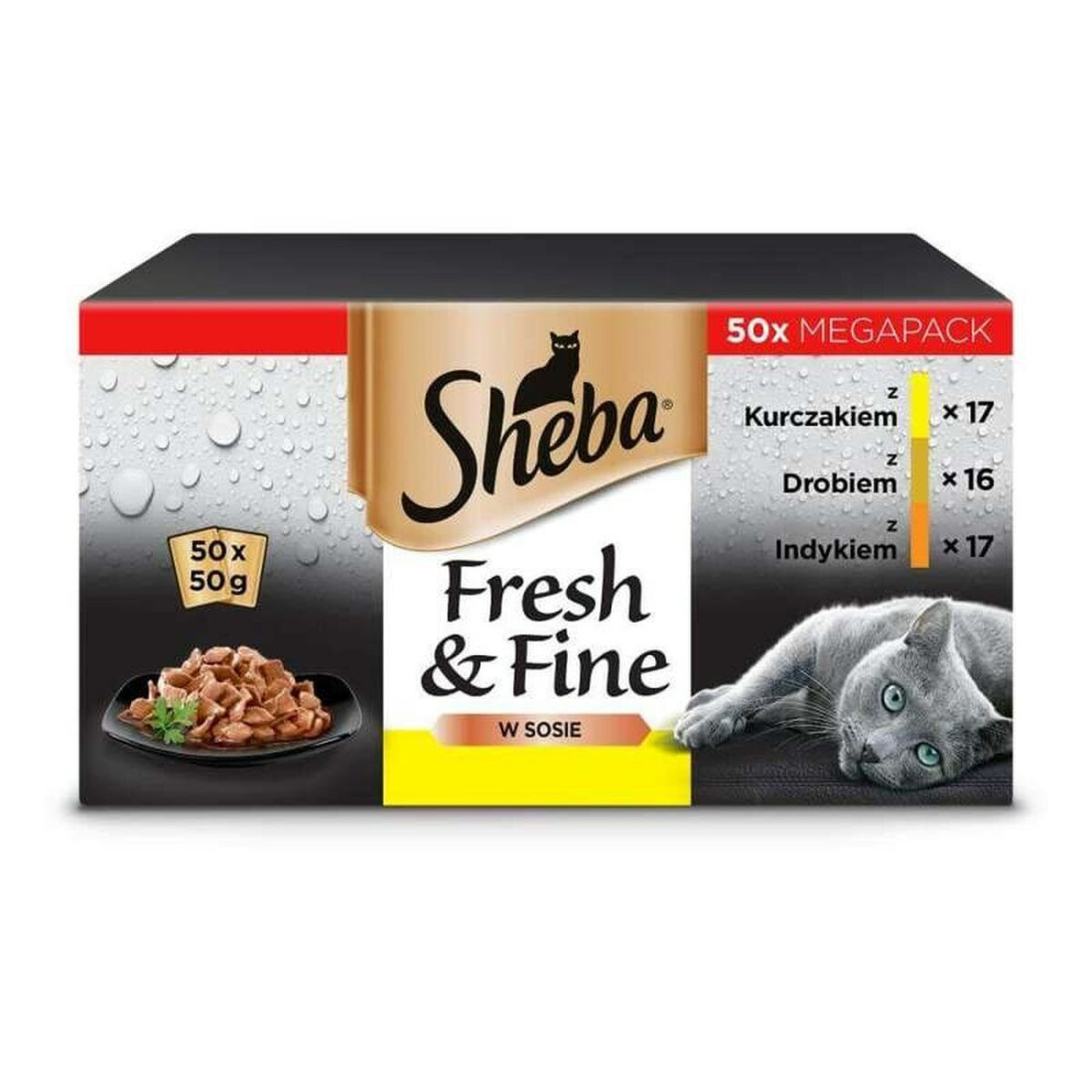 Kačių maistas Sheba Fresh & Fine Višta Turkija Paukščiai 50 x 50 g