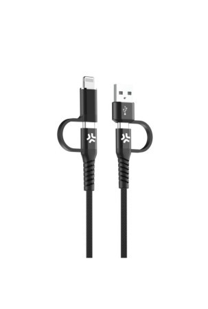 Kabelis USB į USB-C ir Lightning Celly USBC4IN1BK Juoda 2 m