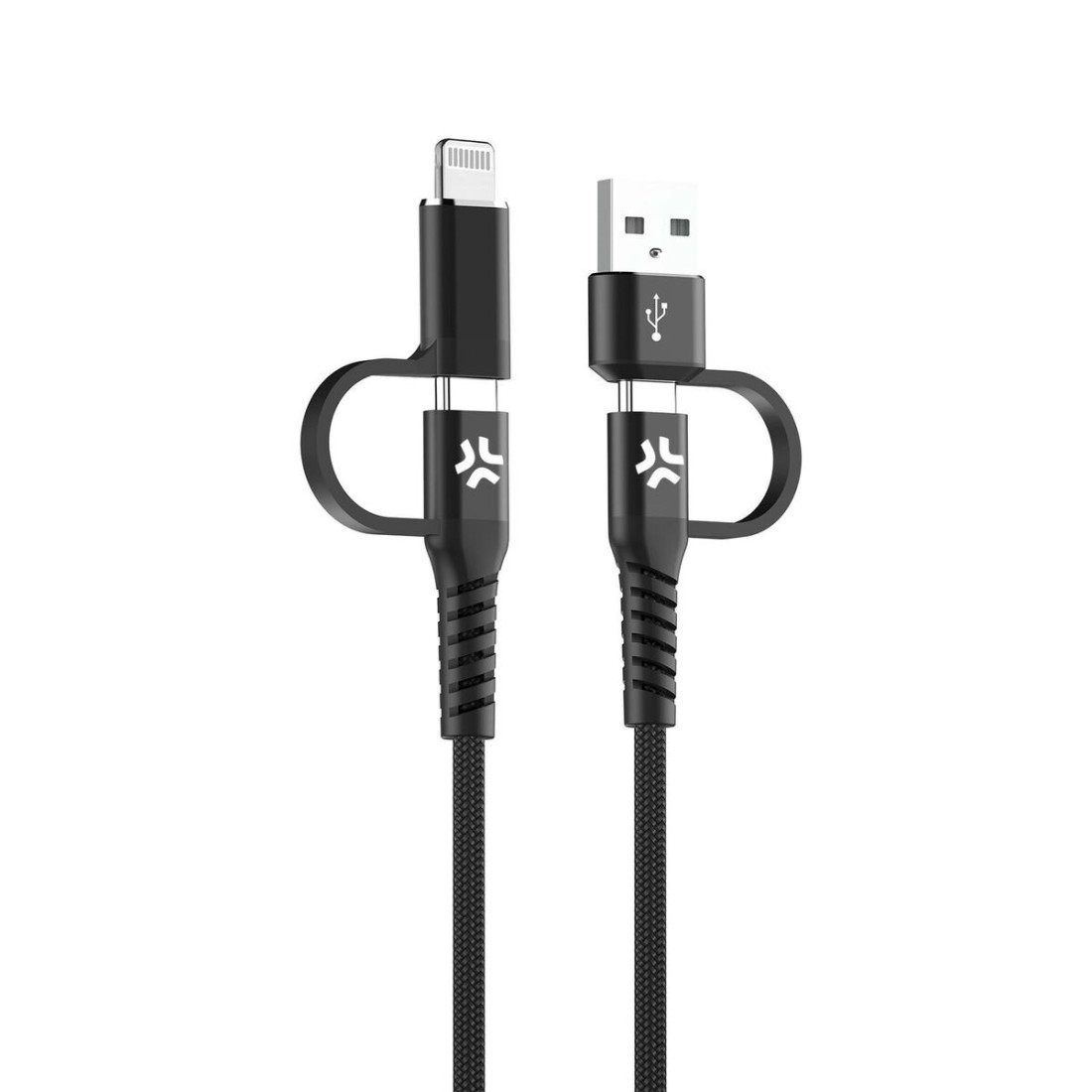 Kabelis USB į USB-C ir Lightning Celly USBC4IN1BK Juoda 2 m