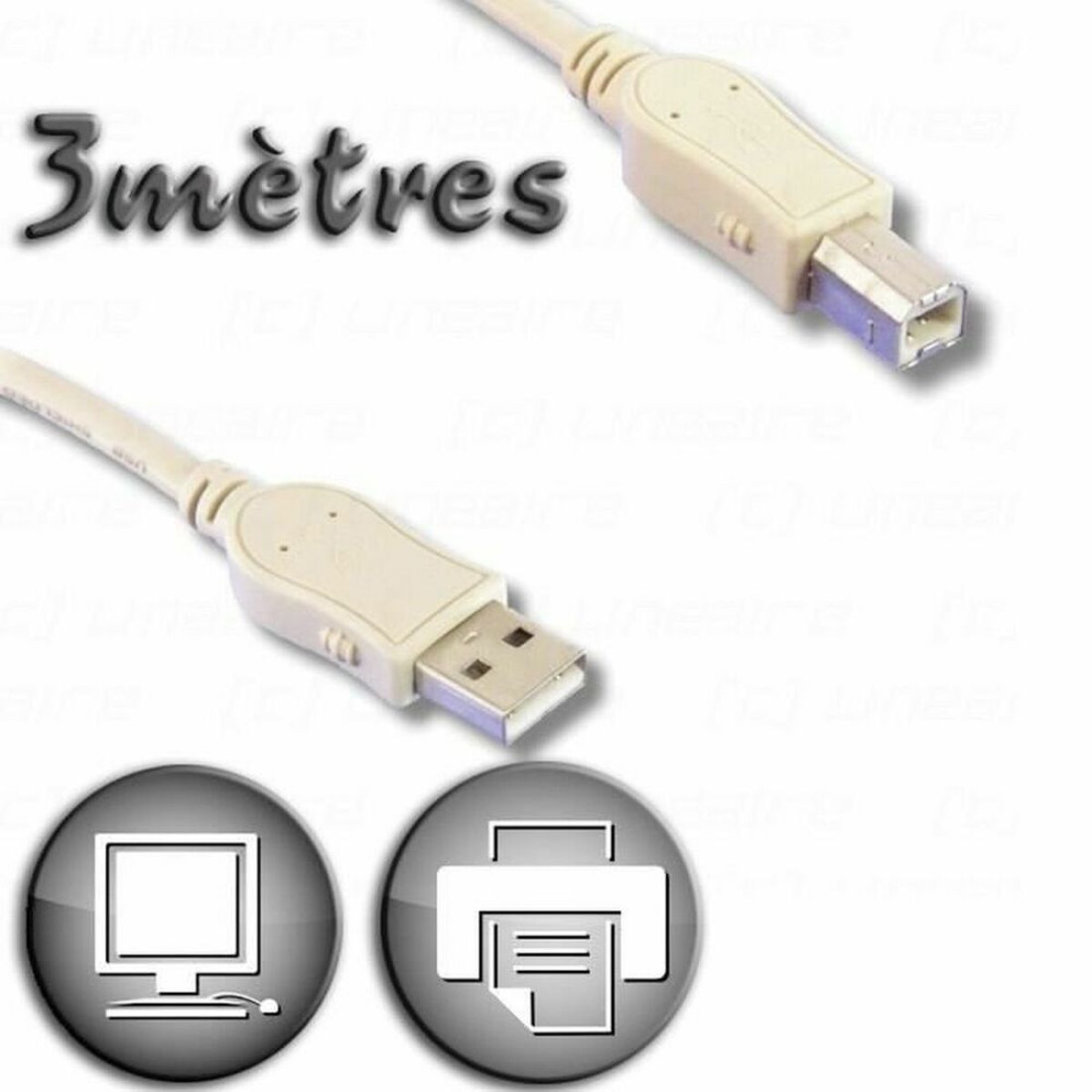 USB 2.0 A - USB B kabelis Lineaire 3 m Rusvai gelsva