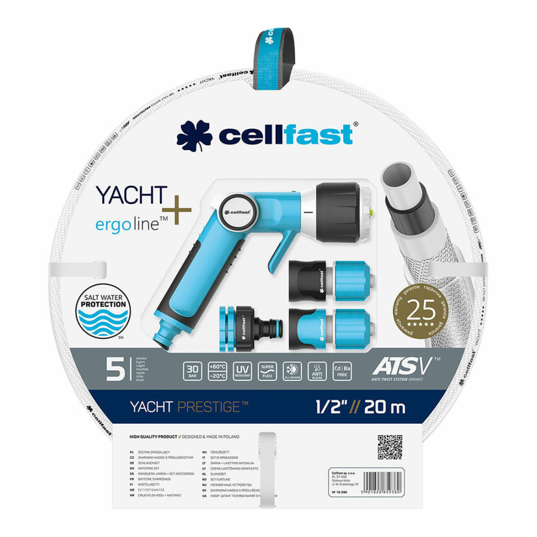 Žarna su priedų rinkiniu Cellfast Yacht PVC 20 m Ø 12,5 mm Išlankstomas