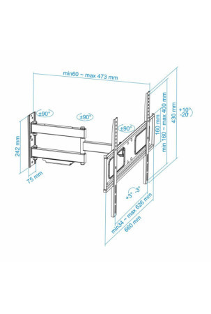 TV sieninė atrama TooQ LP6070TN-B 37"-70"