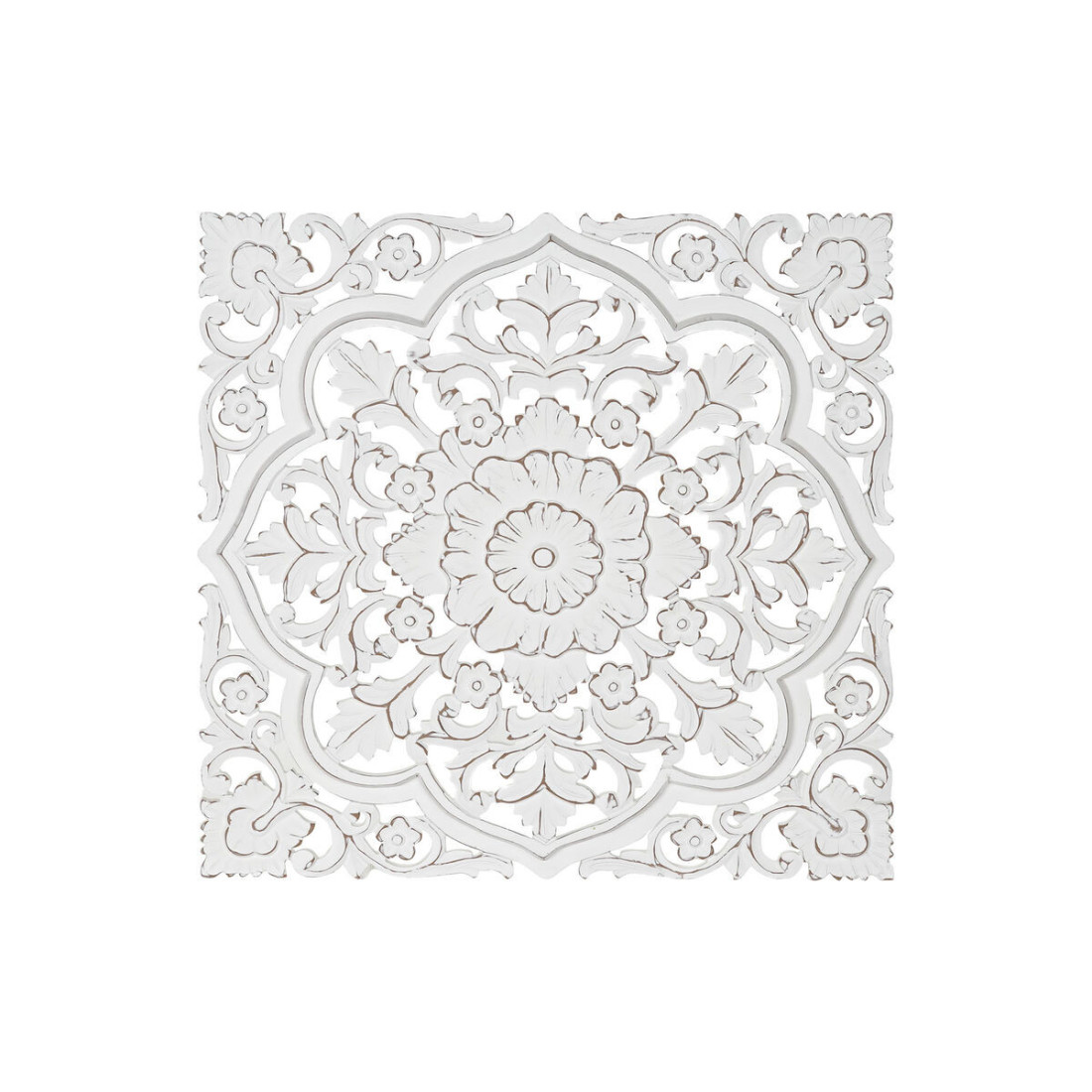 Sienų dekoracija DKD Home Decor Balta Mandala Indas Sendinta apdaila Atskirtas 90 x 4 x 90 cm