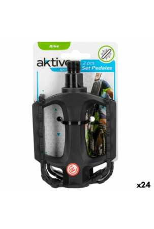 Pedalai Aktive 11 x 3 x 8 cm Dviratis 2 Dalys Juoda 24 vnt.