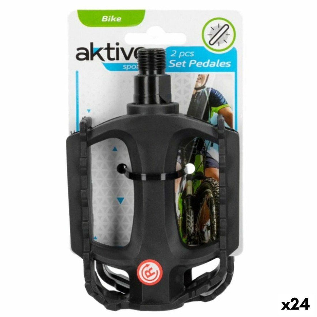 Pedalai Aktive 11 x 3 x 8 cm Dviratis 2 Dalys Juoda 24 vnt.