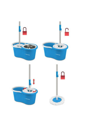 Mop with Bucket Esperanza EHS006 Mėlyna Balta Mikro audinys