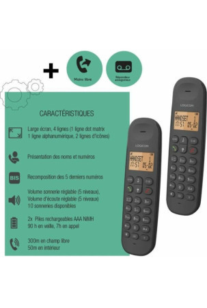 Fiksuotojo ryšio telefonas Logicom DECT ILOA 255T DUO Juoda