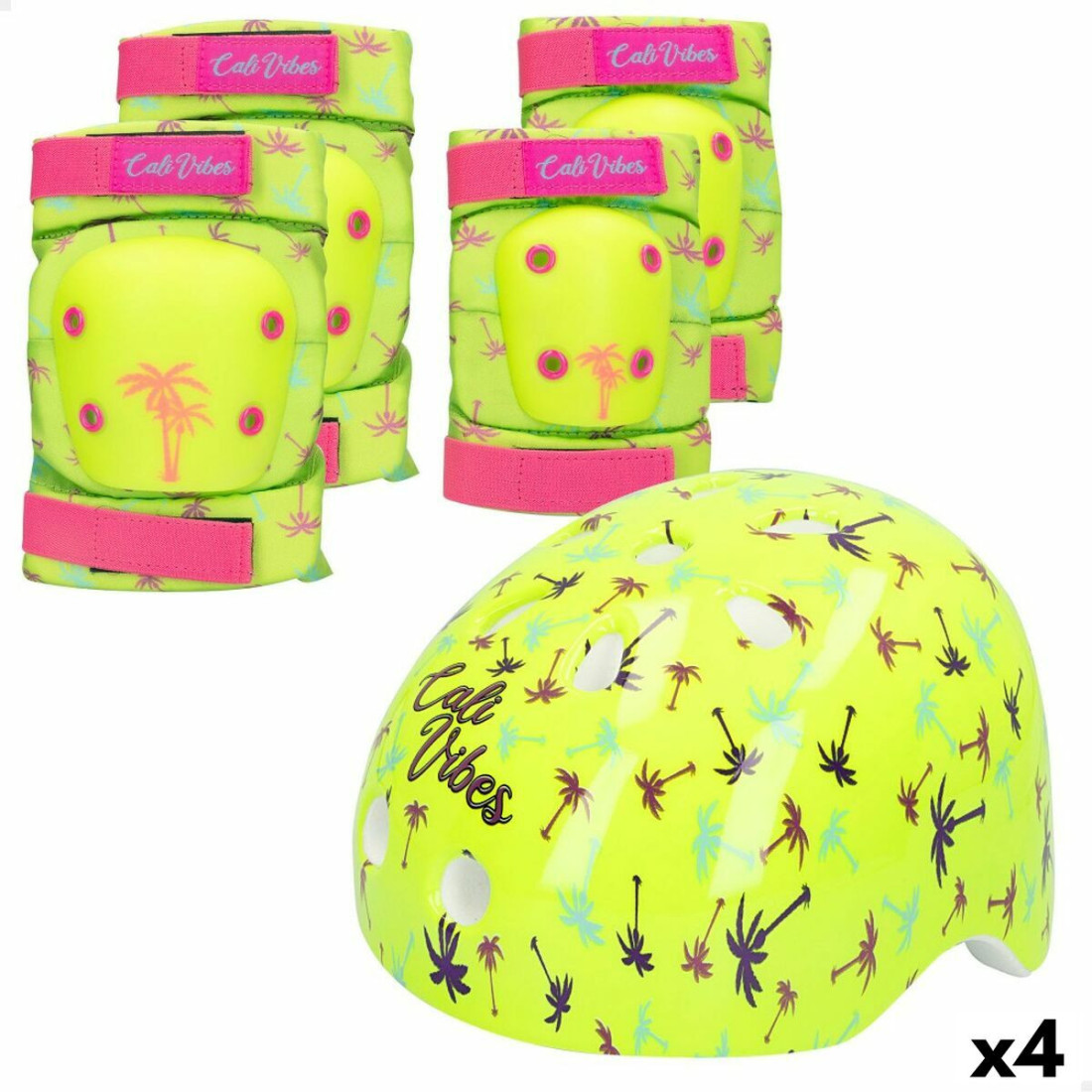 Sporto apsaugų rinkinys Colorbaby Neon Cali Vibes Geltona (4 vnt.)