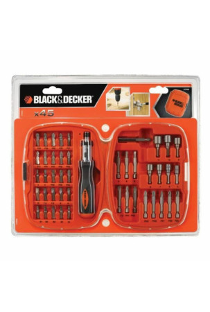 Priedų rinkinys su atsuktuvu Black & Decker A7039 -XJ 45 Dalys Hex Phillips Pozidriv Torx