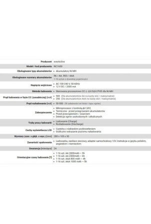 Akumuliatoriaus įkroviklis EverActive NC-1600