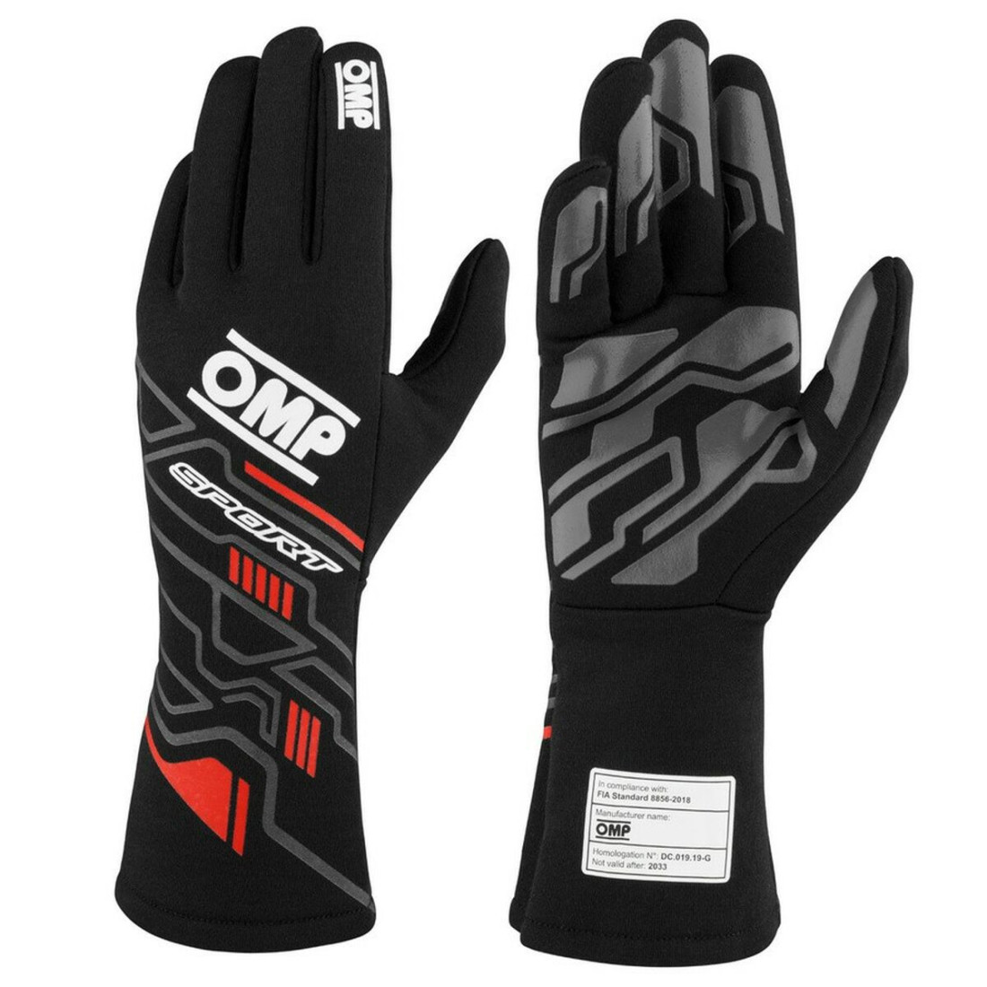 Men's Driving Gloves OMP SPORT Juoda / Raudona S