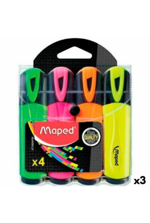 Šviečiančių markerių rinkinys Maped Fluor Quality Neon Spalvotas (3 vnt.)