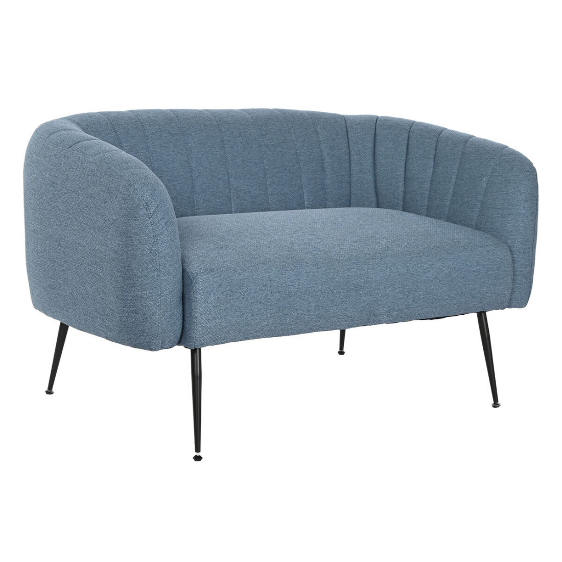 Sofa DKD Home Decor Mėlyna Juoda Porolonas Medžio Metalinis Aksomas Scandi 129 x 75 x 73 cm