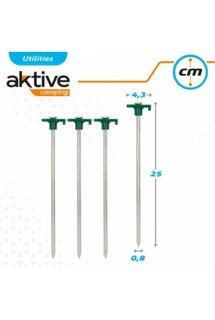 Stovyklavietės kaištis Aktive 25 cm 4 Dalys Ø 8 mm (24 vnt.)