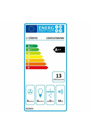 Įprastas gaubtas Ciarra 60 cm Juoda