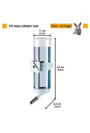 Gyvūnų maisto dėžė Ferplast Fpi 4663 Drinky 600 Pilka Nerūdijantis plienas 600 ml