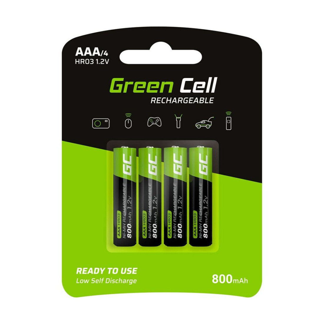 Įkraunamos baterijos Green Cell GR04 800 mAh 1,2 V AAA